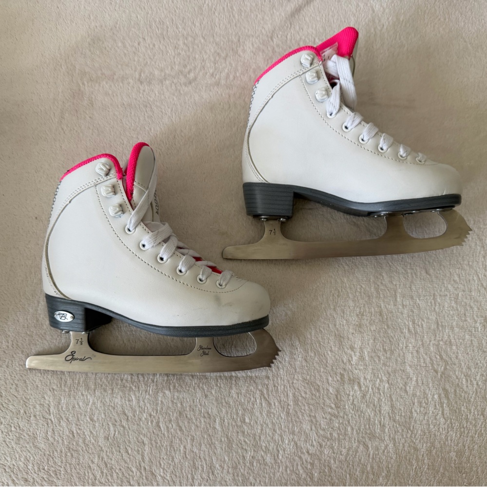 EUC Riedell Sparkle Junior Ice Skates (white and pink) size J13